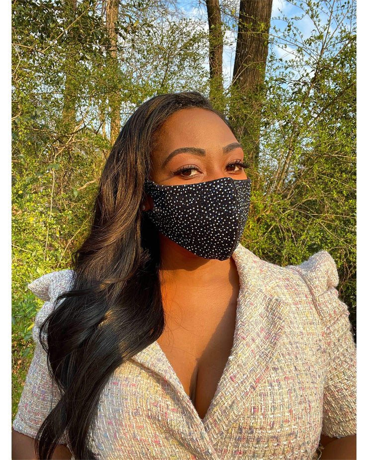 Mask Black & Blues | Contoured Mini Studded Face Mask