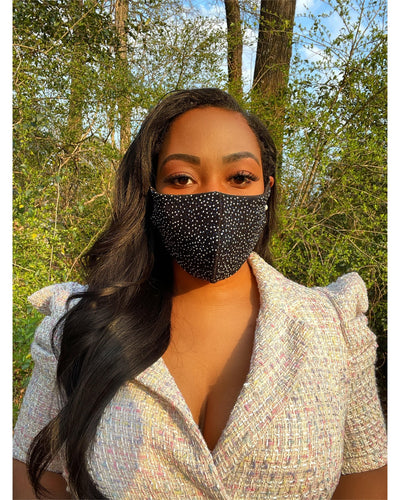 Mask Black & Blues | Contoured Mini Studded Face Mask