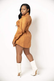 Megan | Button Down Ruched Waist Dress