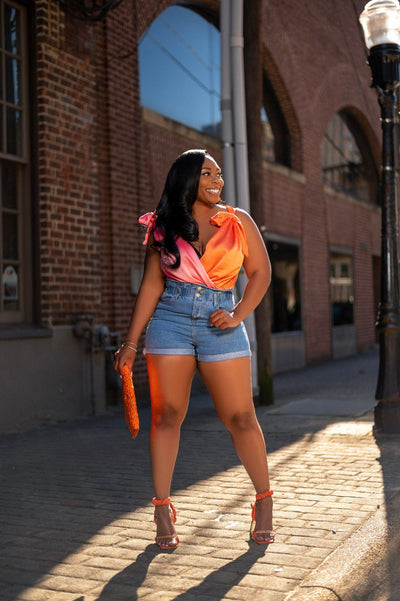 Shirts & Tops Bella | Satin Color Block Bodysuit