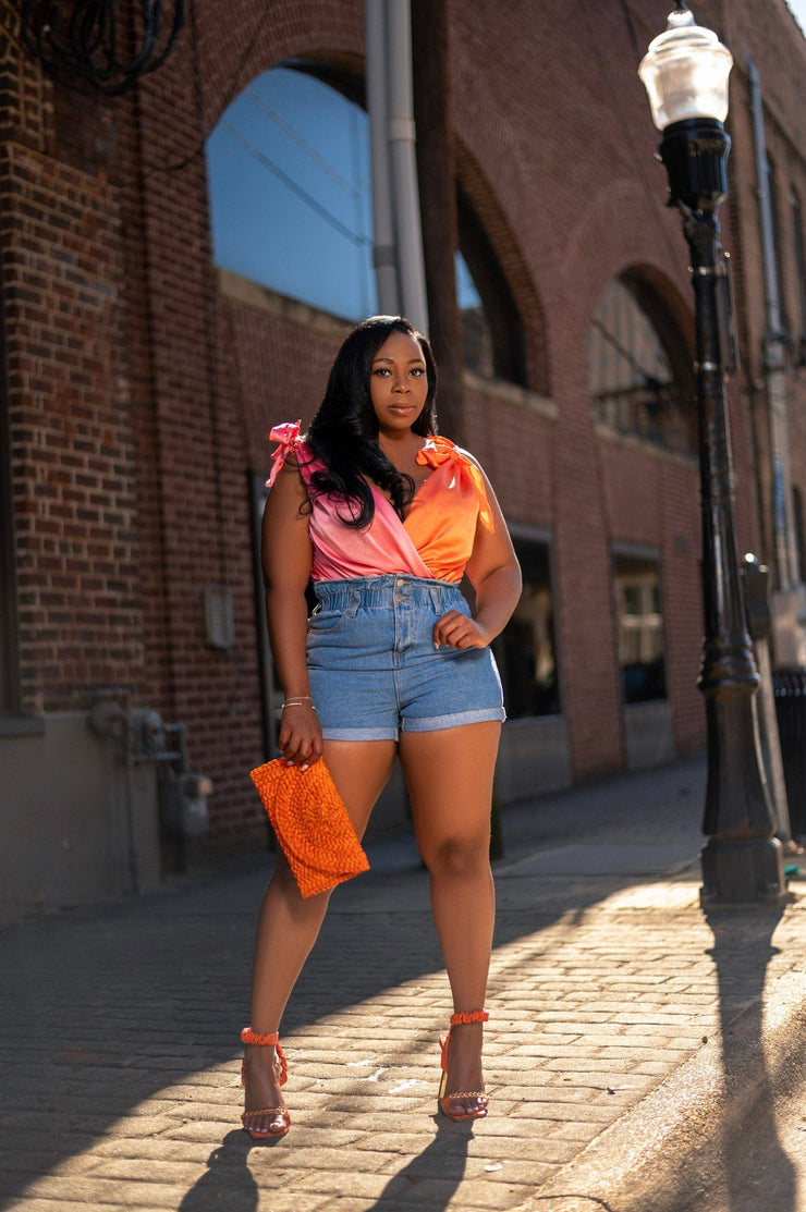 Shirts & Tops Bella | Satin Color Block Bodysuit