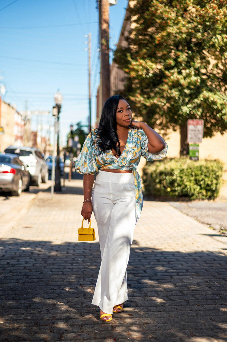 Shirts & Tops Giselle | Print Ruffle Crop Top