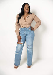 Shirts & Tops Taupe Madison| Double Button Top