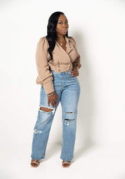 Shirts & Tops Taupe Madison| Double Button Top