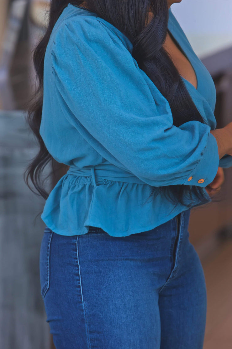 Tops So Puffed | Linen V- Neck Puff Sleeve Top